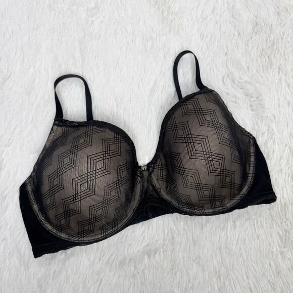 NATORI / black Geo Icon Sweetheart Contour bra / 36DD - Picture 1 of 7
